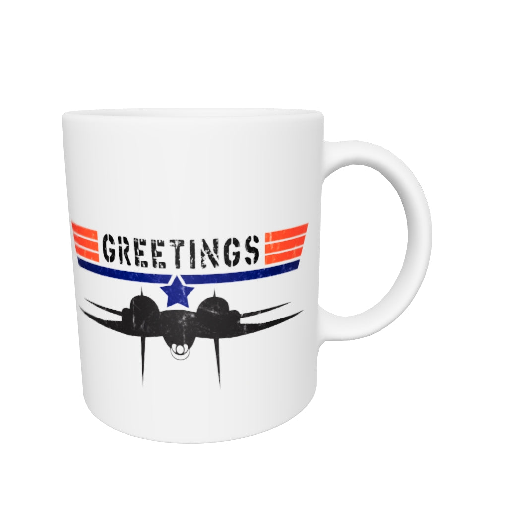 Greetings - Inverted F-14 Tomcat White glossy mug