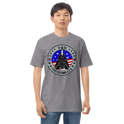 Top Gun Fans Carbon Grey / XL Top Gun Fightertown F-14 Tomcat Men’s Premium Heavyweight T-shirt